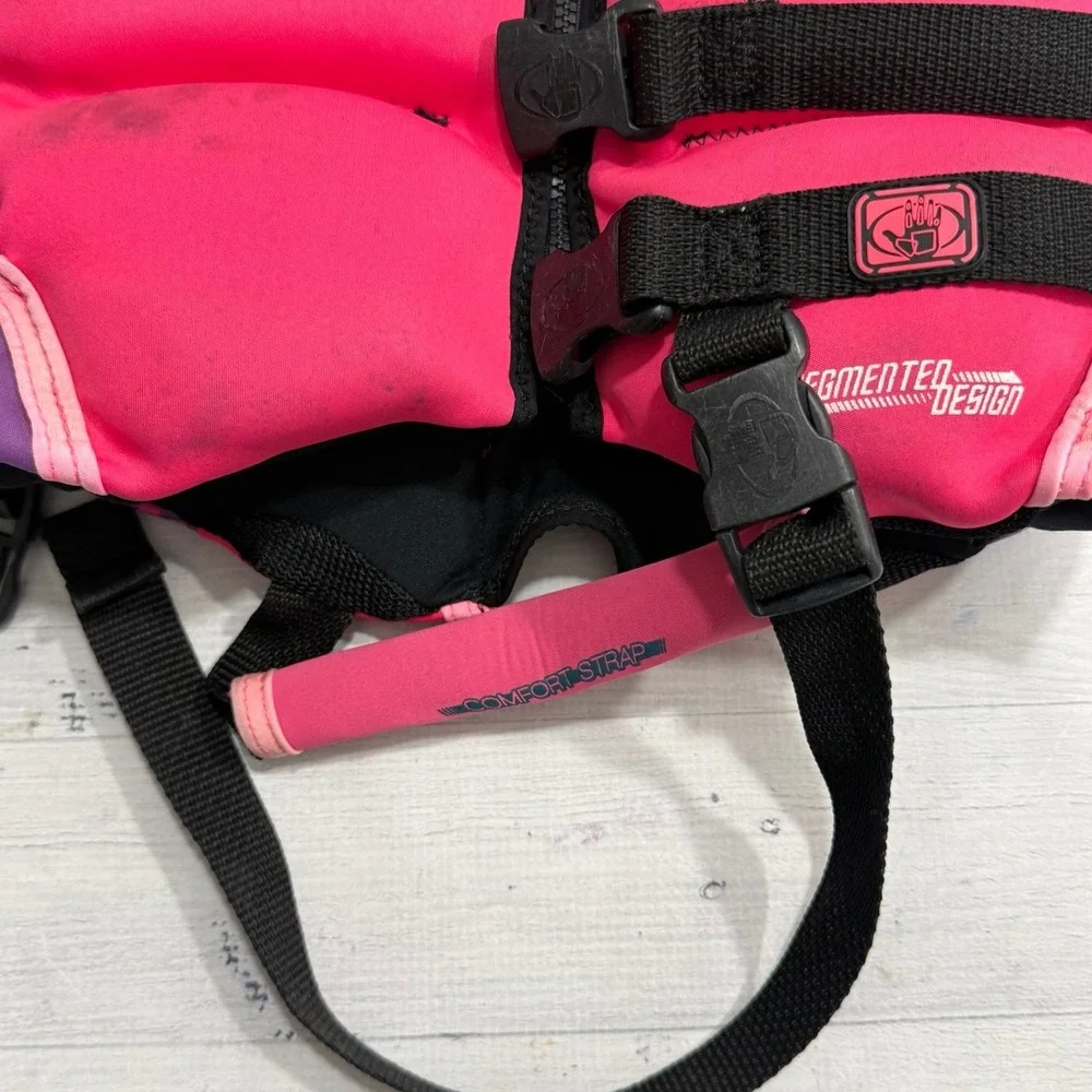 Body glove kids pink and purple neoprene life vest 30-50 pounds